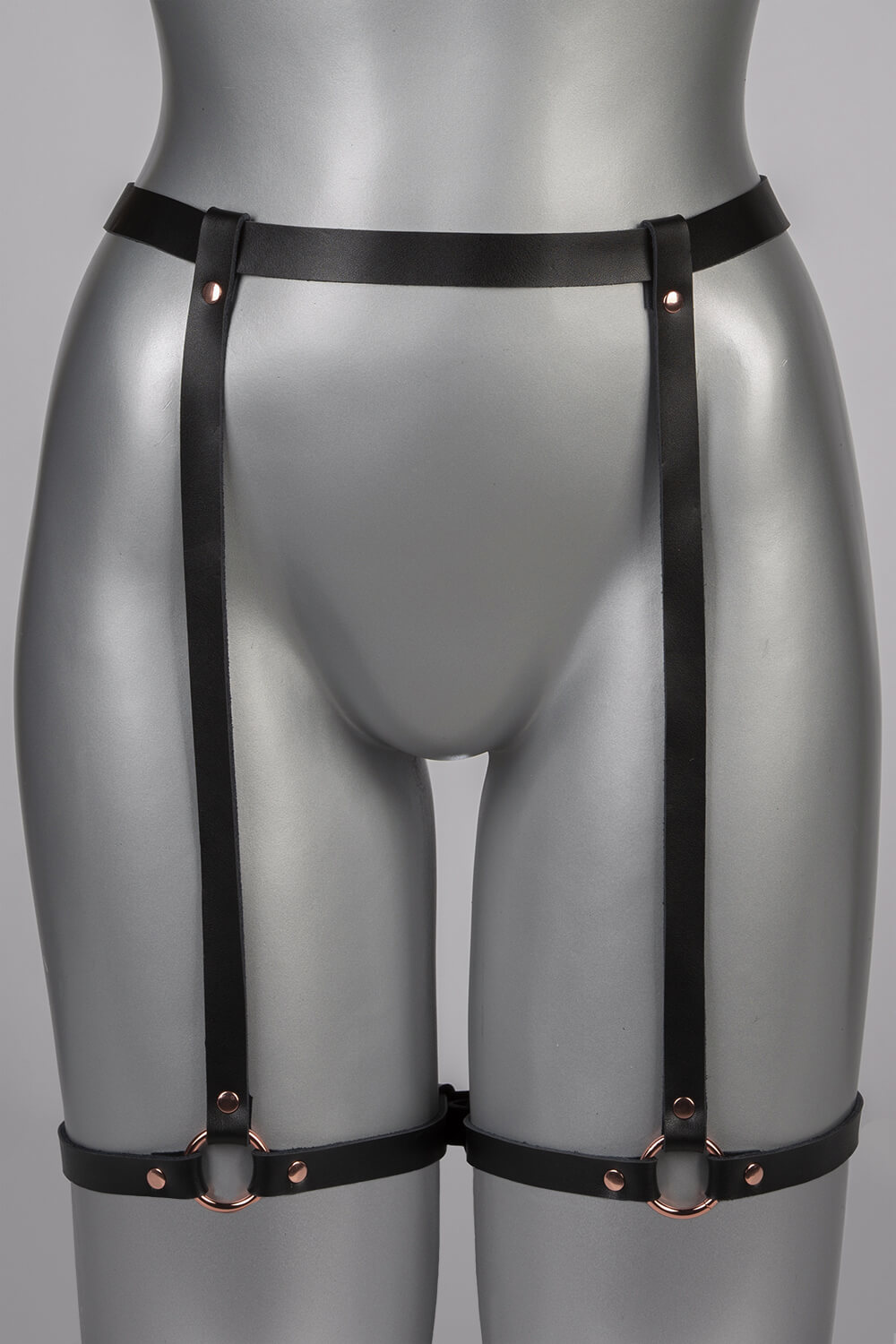 VoyeurX leather suspender belt Insolence rose gold