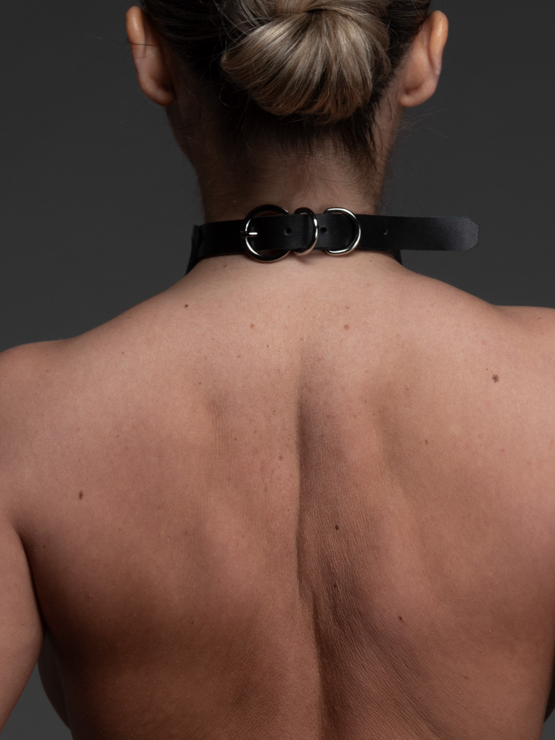 Real leather collar Fringe black backing VoyeurX